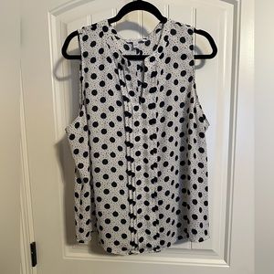XXL Sleeveless Navy blue polka dot 41 Hawthorn blouse